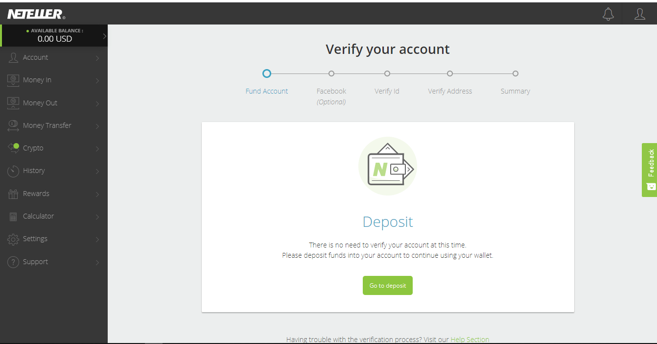 Neteller account verification