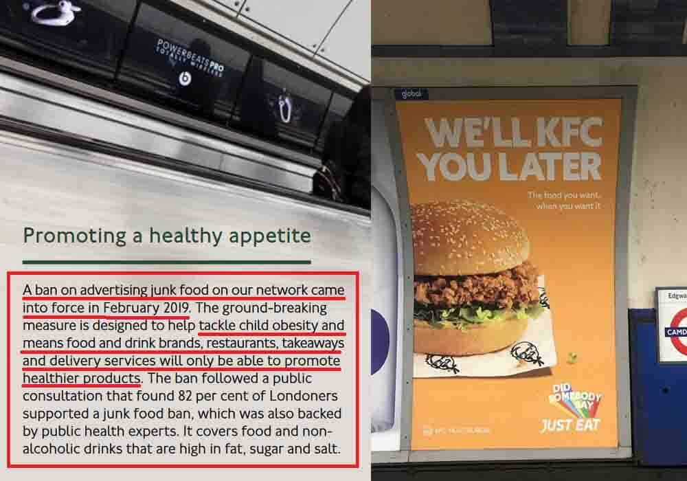 TFL Continues to Promote Junk Food Despite a Ban on Advertising